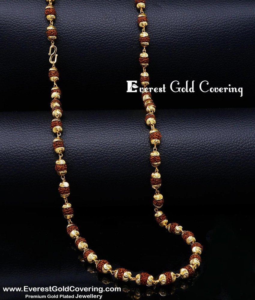 CHN433 - Premium Gold Forming Long Lasting Rudraksha Chain