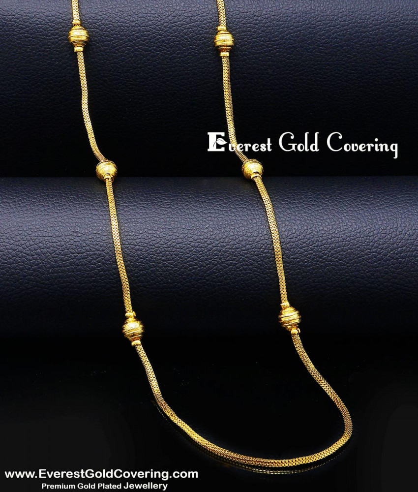 Lightweight Gold-Plated Square Chain with Ball Design for Women