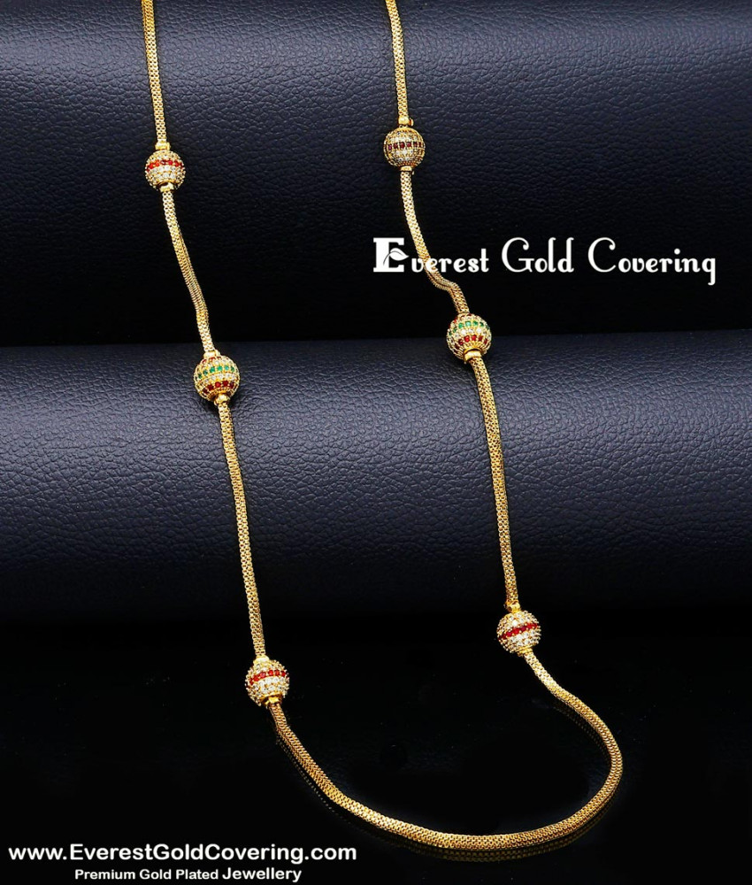 Long gold-plated chain with ball design