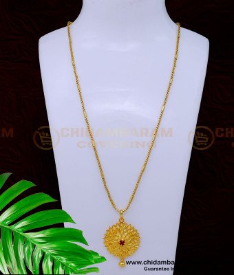 DCHN220 - Pure Gold Plated Chain With Guarantee Stone Pendant Design