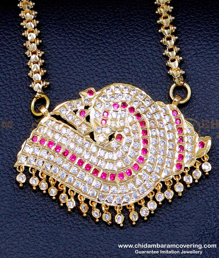 pendant chain designs, sangu chakra pendant, traditional gold stone dollar designs, valampuri sangu pendant, Sangu dollar design gold