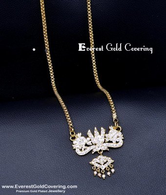 DLR337 - Impon White Stone Shanku Chakra Namam Dollar Chain