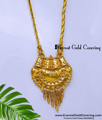 DCHN318 - 1 Gram Gold Plated Long Chain for Women with Pendant