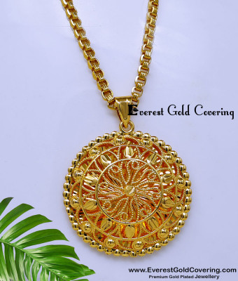 DCHN325 - Latest Collection Plain Round Pendant Design with Chain