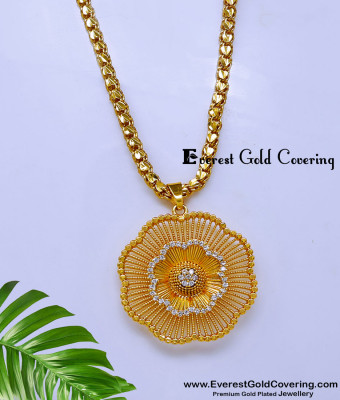 DCHN331 - Elegant Daily Wear White Stone Pendant Chain for Women