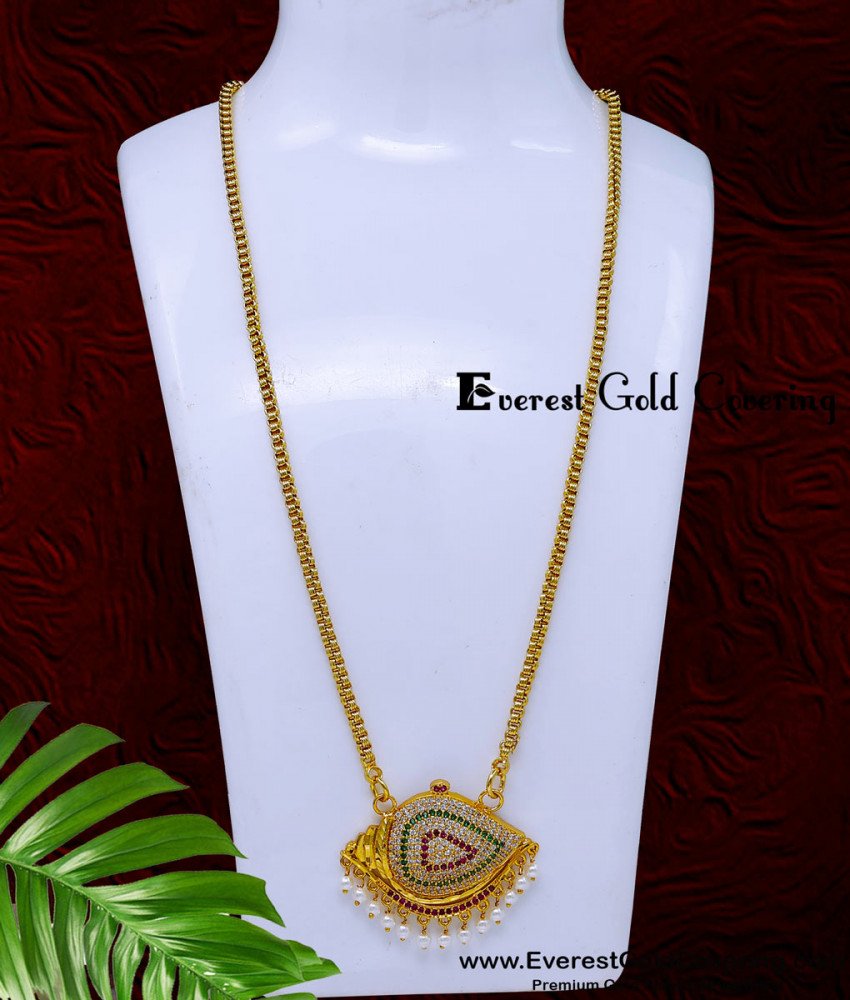 DCHN335 - Best Quality Multi Stone Sangu Pendant with Long Chain