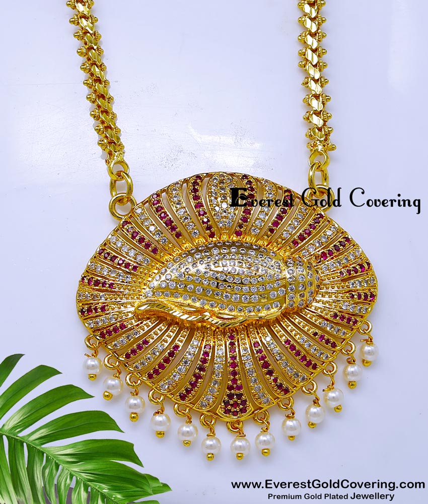DCHN339 - Unique Full Stone Sangu Design Pendant Chain for Women