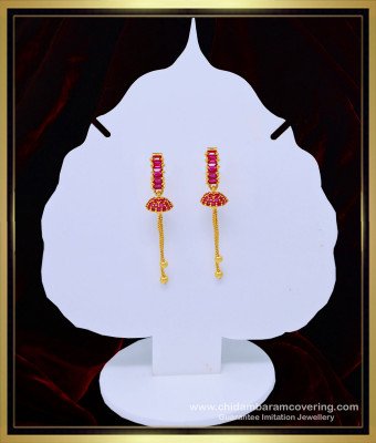 ERG1057 - Attractive Ruby Stone Designer Bali Earrings Gold Covering Hoop Earrings Online