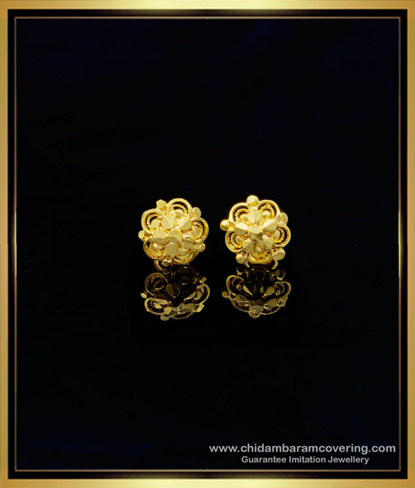 gold plated earrings, small studs, small earrings, gold tops, one gram gold earrings, gold covering earrings, screw earrings, screw back earrings,
