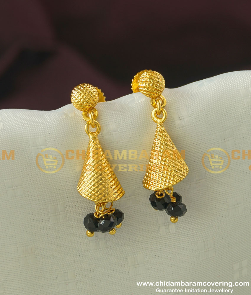 ERG334 - New Cone Shape Black Crystal Dangle Earrings Designs Online