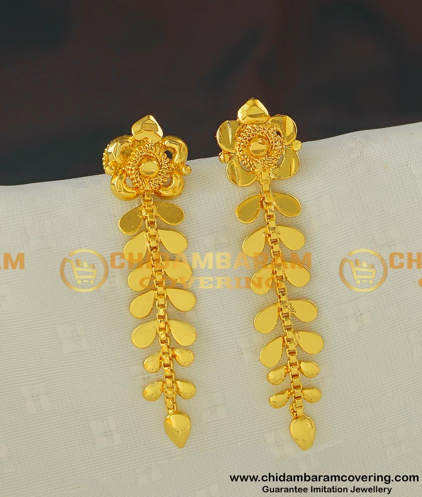 ERG413 - Buy Stylish Light Weight Earrings Design One Gram Gold Dangle Earrings Online