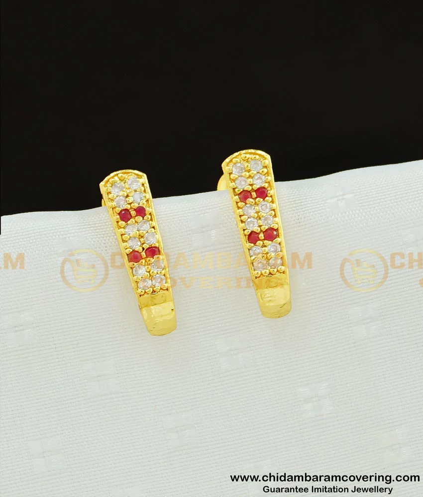 Buy One Gram Gold Plated Stone J Type Gold Earrings for Women