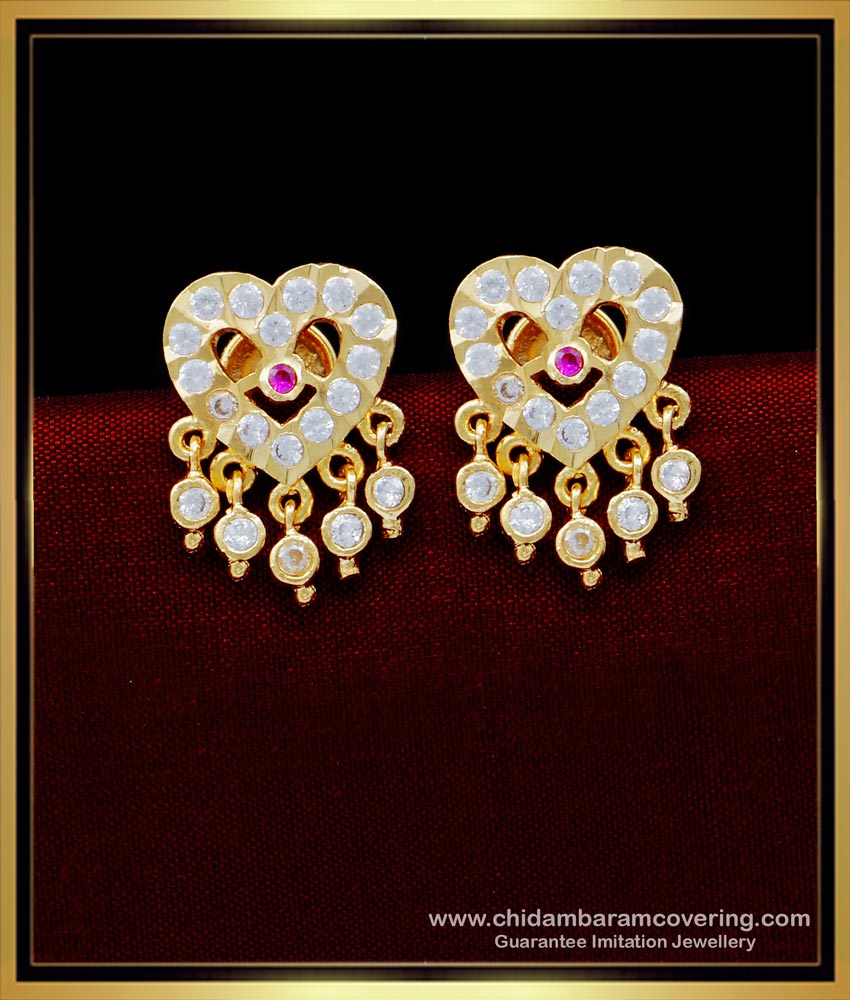 impon kammal online shopping, impon kammal design, impon jimikki kammal, impon kammal price, impon stud earrings, Heart Earrings Small