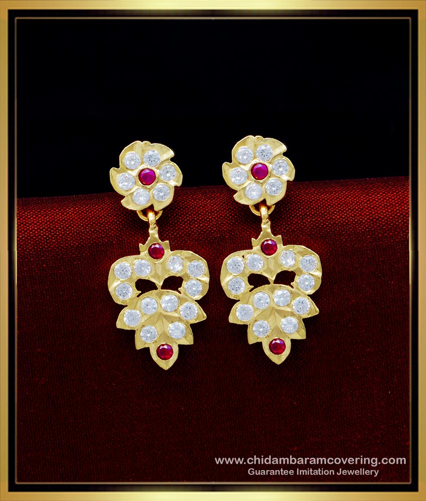 Traditional Gold Design Stone Impon Kammal Earrings