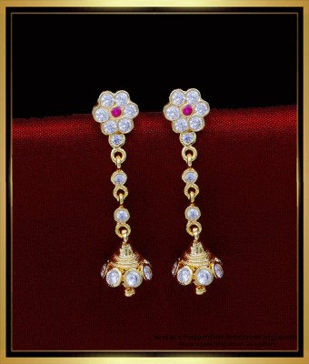 ERG1808 – Latest Impon Jewellery Stone Long Jhumkas Design for Girls