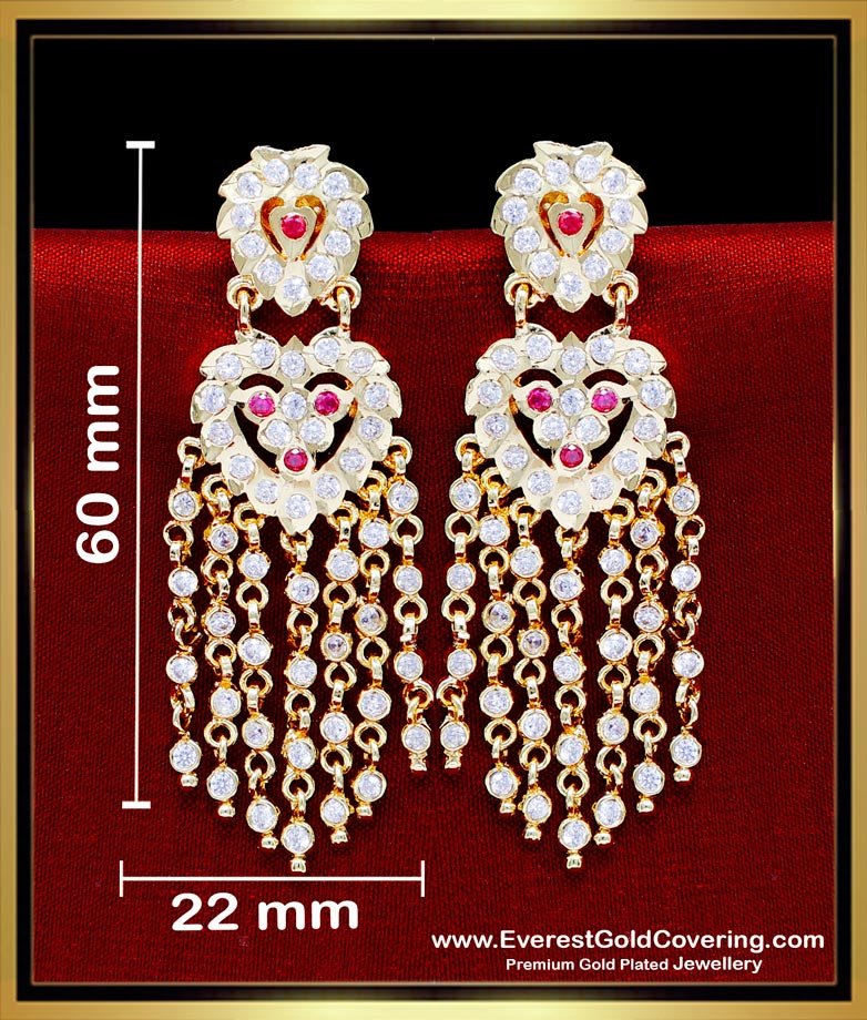bridal earrings gold designs, gold wedding earrings design, gold earrings for bride designs, gold earring jewelry design, earrings designs latest, impon jewellery, gold plated jewellery design, impon stone earrings