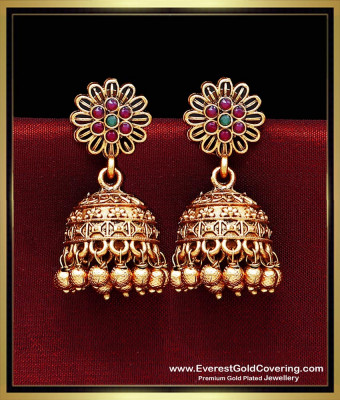 ERG2488 - Trendy Antique Gold Jhumka Earrings for Women