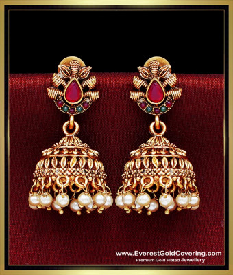ERG2491 - New Temple Antique Jhumka Earrings Online Shopping
