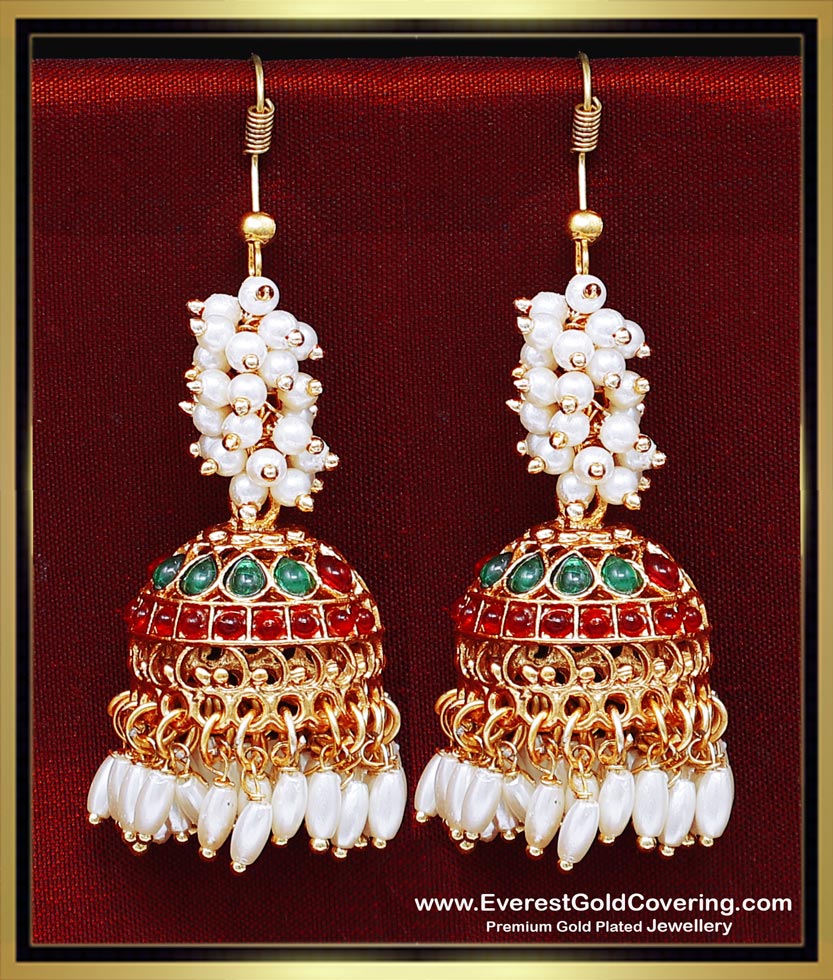 traditional pearl jhumkas