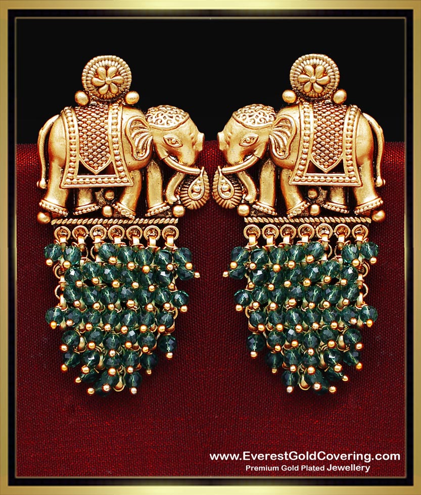 antique earrings with green beads