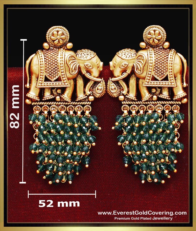 antique earrings with green beads