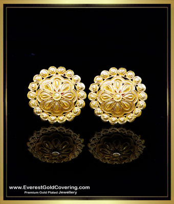ERG2504 - Flower Design Gold Plated Stud Earrings for Women