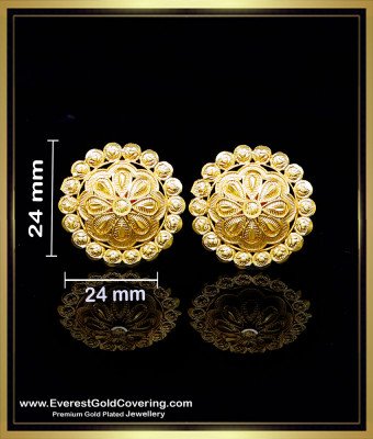 ERG2504 - Flower Design Gold Plated Stud Earrings for Women
