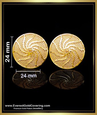 ERG2505 - 1 Gram Gold Light Weight Big Stud Earrings Artificial