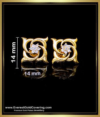 ERG2512 - Elegant Party Wear White Stone Real Gold Look Studs