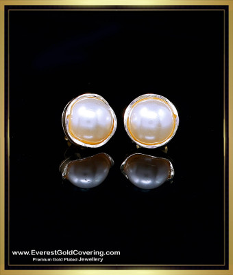 ERG2513 - Stylish Simple Round Big White Pearl Stud Earrings