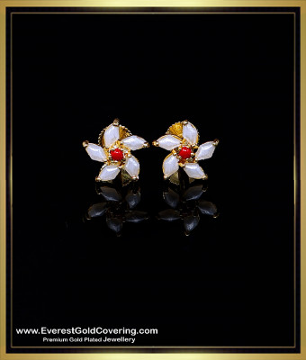 ERG2520 - Gold Plated Small White Pearl Beads Earrings Design