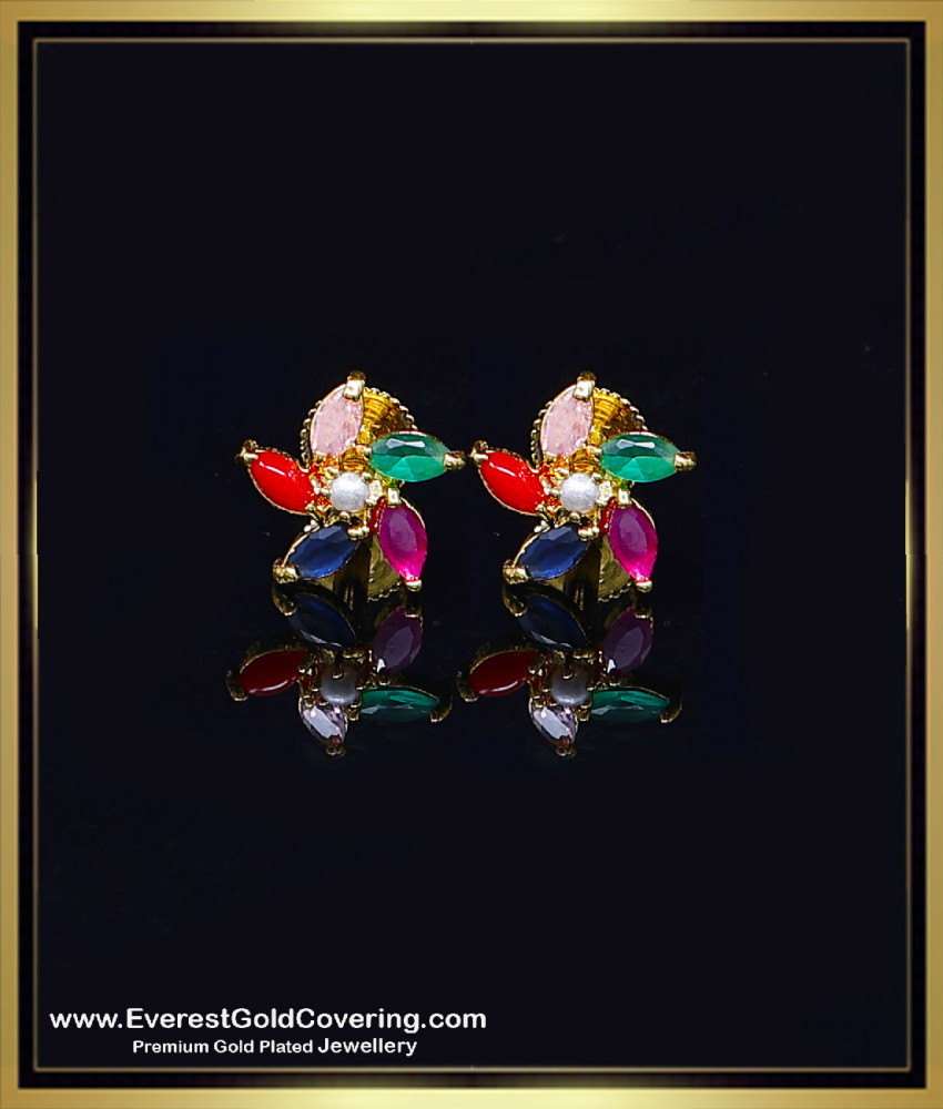 multi color stone earrings