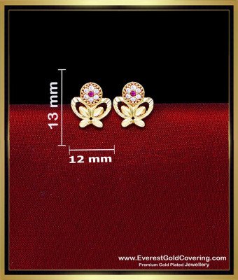ERG2534 - 2 Gram Gold Forming White and Ruby Stone Stud Earrings
