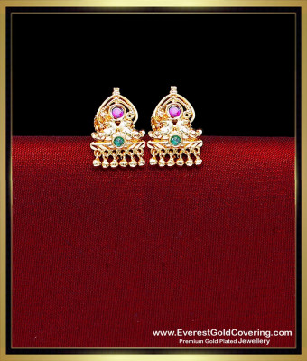 ERG2544 - Traditional Ruby Emerald Gold Plated Earrings Daily Use
