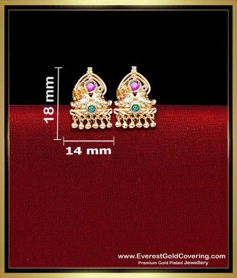 ERG2544 - Traditional Ruby Emerald Gold Plated Earrings Daily Use