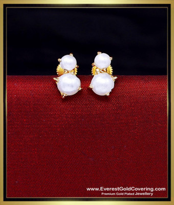 ERG2555 - Unique Modern Pearl Stud Earrings Gold Plated Jewellery