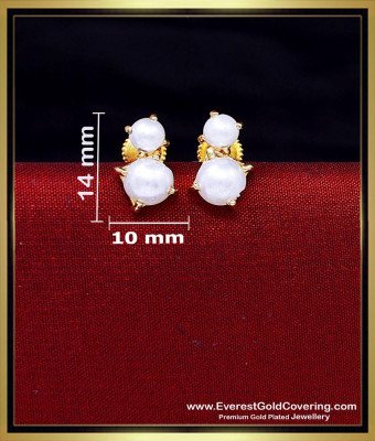 ERG2555 - Unique Modern Pearl Stud Earrings Gold Plated Jewellery