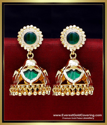 ERG2560 - Kerala Wedding Jewellery Green Palakka Jimikki Kammal