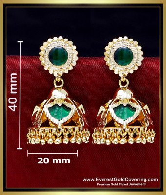 ERG2560 - Kerala Wedding Jewellery Green Palakka Jimikki Kammal