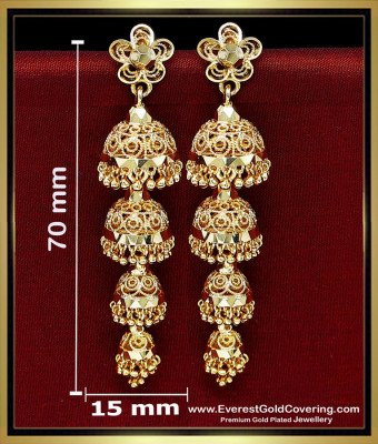 ERG2562 - Real Gold Look Long 4 Step Jhumka Design for Ladies