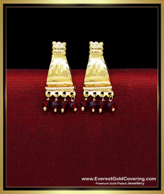 ERG2566 - Latest Red Crystal Gold Plated Earrings for Daily Wear