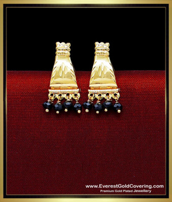 ERG2568 - Elegant Black Crystal Gold Plated Earrings for Women