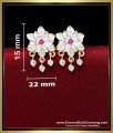 flower stud white stone gold earrings design