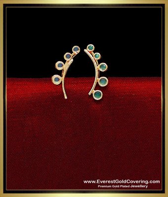 ERG2597 - Elegant Emerald Stone Trendy Ear Cuff Earrings Design
