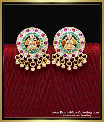 ERG2603 - Gold Plated AD Stone Lakshmi Stud Earrings for Women