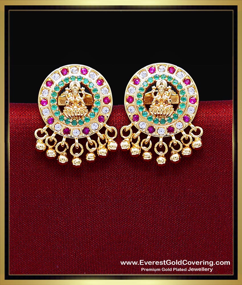 ear tops stud lakshmi devi gold earrings