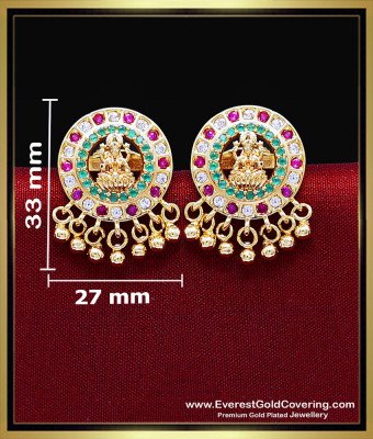 ERG2603 - Gold Plated AD Stone Lakshmi Stud Earrings for Women