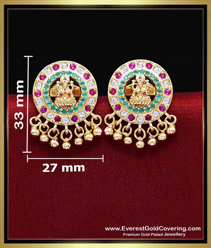 ear tops stud lakshmi devi gold earrings