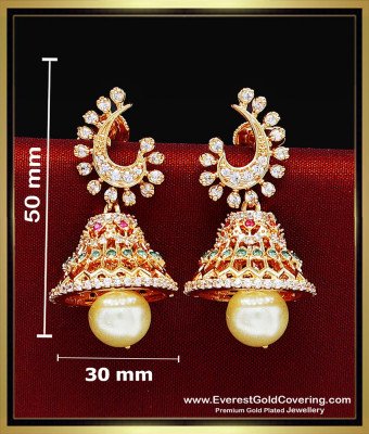 ERG2610 - South Indian Jewellery Ad Stone Bridal Wear Jhumkas