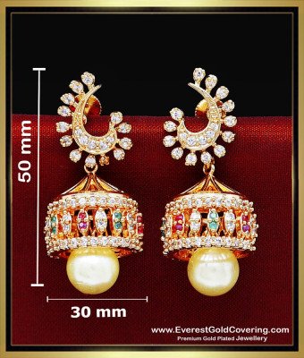 ERG2611 - Premium Gold Plated Trendy Diamond White Stone Jhumkas